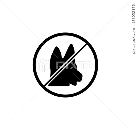 No Dogs Allowed, Dog Walking Prohibition Solid Flat Vector Icon Isolated on White Background 128052576