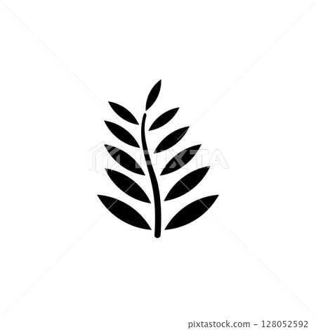 Leaf from Palm Tree, Fern Leaves, Bracken Solid Flat Vector Icon Isolated on White Background Leaf from Palm Tree, Fern Leaves, Bracken Solid Flat Vector Icon Isolated on White Background 128052592