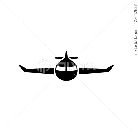Airplane, Passenger Plane, Airliner Solid Flat Vector Icon Isolated on White Background 128052637