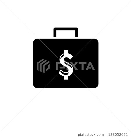 Briefcase with Dollar, Money Suitcase Solid Flat Vector Icon Isolated on White Background Briefcase with Dollar, Money Suitcase Solid Flat Vector Icon Isolated on White Background 128052651