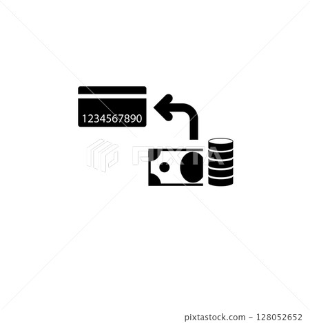 Replenishment of Bank Credit Card Solid Flat Vector Icon Isolated on White Background 128052652