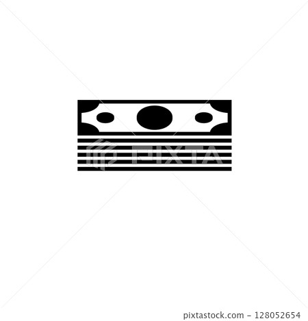 Stack Money, Pack Cash, Wad Dollars Solid Flat Vector Icon Isolated on White Background 128052654