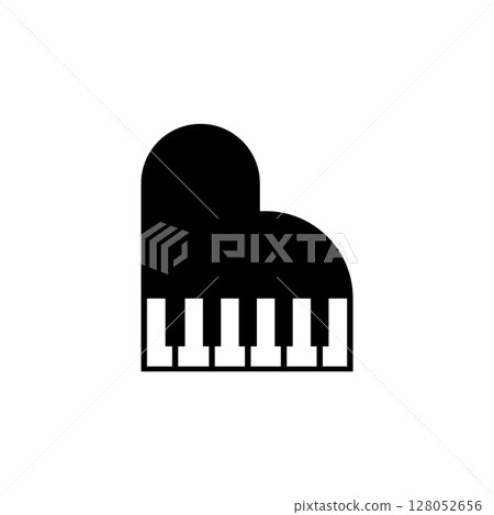 Grand Piano, Musical Instrument Solid Flat Vector Icon Isolated on White Background Grand Piano, Musical Instrument Solid Flat Vector Icon Isolated on White Background 128052656