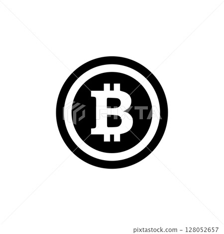 Crypto Currency Bitcoin, Blockchain Cryptocurrency Solid Flat Vector Icon Isolated on White Background 128052657