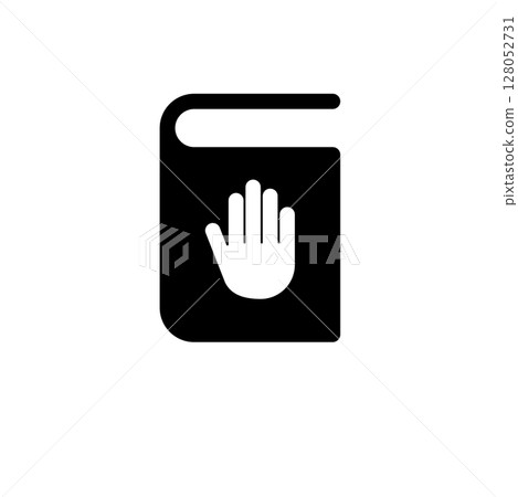 Taking Oath, Hand on Constitution or Bible Solid Flat Vector Icon Isolated on White Background 128052731