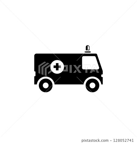 Medical Fast Response Ambulance Car Solid Flat Vector Icon Isolated on White Background Medical Fast Response Ambulance Car Solid Flat Vector Icon Isolated on White Background 128052741