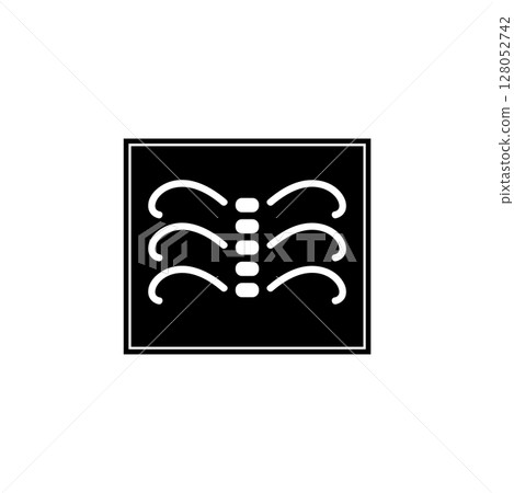 X-Ray of a Human Spine, Roentgen Bone Solid Flat Vector Icon Isolated on White Background 128052742