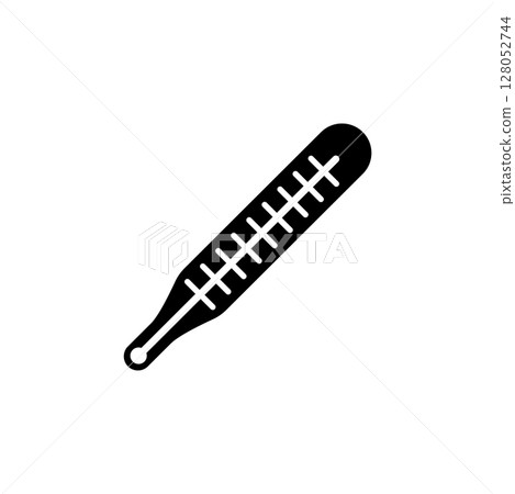 Mercury medical thermometer, temperature measurement Solid Flat Vector Icon Isolated on White Background 128052744