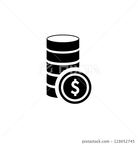 Dollars Coins Stack, Wealth, Money Solid Flat Vector Icon Isolated on White Background Dollars Coins Stack, Wealth, Money Solid Flat Vector Icon Isolated on White Background 128052745
