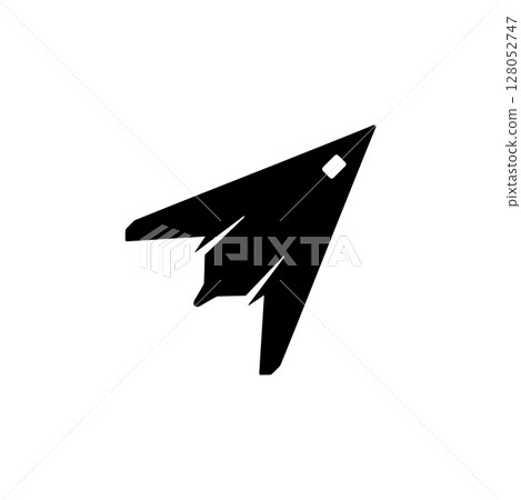 Stealth Bomber Aircraft, Army Plane Solid Flat Vector Icon Isolated on White Background 128052747