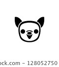Cute Dog Head, Chihuahua Face Solid Flat Vector Icon Isolated on White Background 128052750