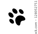 Dog or Cat Paw Print, Animal Foot Solid Flat Vector Icon Isolated on White Background 128052751