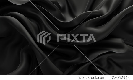 柔軟的黑色面料和奢華的紋理背景 128052944