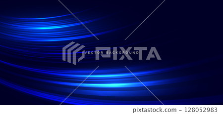 Speed motion movement horizontal blue curved lines on drak blue background with sparkle. Speed motion movement horizontal blue curved lines on drak blue background with sparkle. 128052983