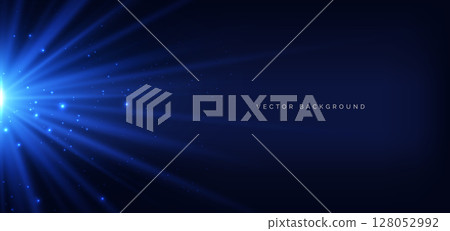 Beam blue glowing on dark blue background. Hi speed movement concept. 128052992
