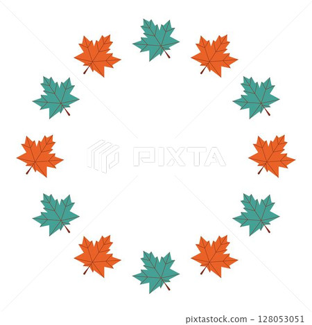 Frame of leaves. Cozy autumn leaves. Vector flat illustration isolated on a white background 128053051