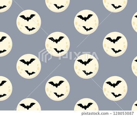 Bats against the moon. Vector pattern. Flat style illustration. 128053087