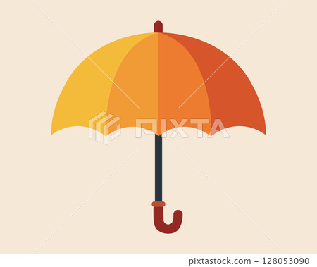 Striped umbrella. Vector illustration in flat style Striped umbrella. Vector illustration in flat style 128053090