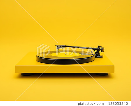 黃色的黑膠唱盤撥放器 128053240