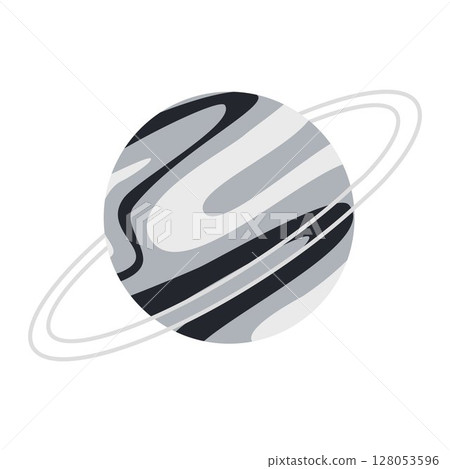 Abstract stylized planet with rings clip art illustration 128053596