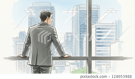 A middle-aged man worried about being laid off 128053988