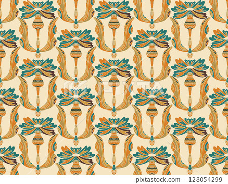 seamless pattern with stylized feathers 128054299