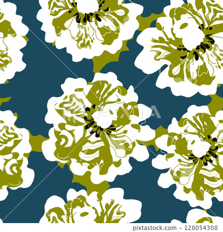 seamless pattern with blue flowers seamless pattern with blue flowers 128054308