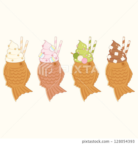 taiyaki ice cream dessert taiyaki ice cream dessert 128054393