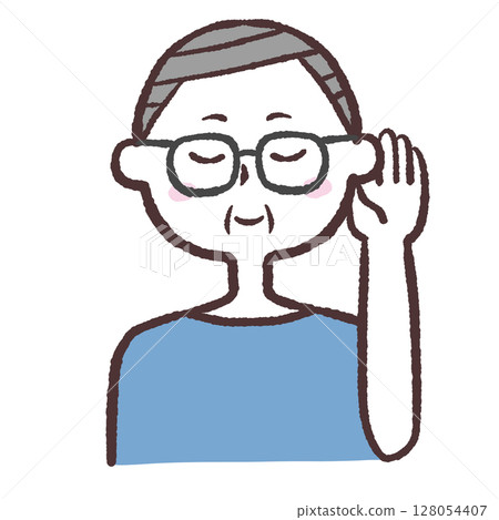 Illustration of a senior man listening carefully 128054407
