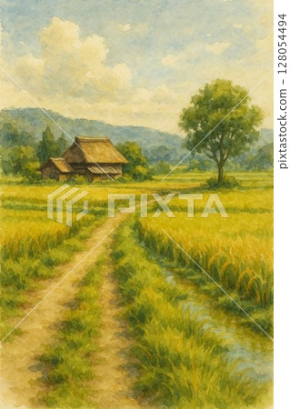 Summer clouds and old houses 128054494
