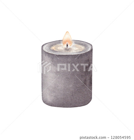 Watercolor hand drawn illustration of candle, isolated on white background. Watercolor hand drawn illustration of candle, isolated on white background. 128054595