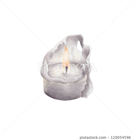 Watercolor hand drawn illustration of candle, isolated on white background. Watercolor hand drawn illustration of candle, isolated on white background. 128054596