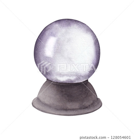 Crystal ball watercolor hand drawn illustration isolated on white background. Crystal ball watercolor hand drawn illustration isolated on white background. 128054601