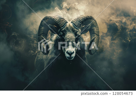 Abstract astrological concept of Aries zodiac sign symbol 128054673