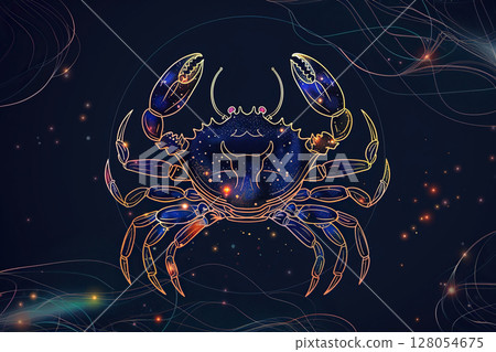 Astrological abstract composition with concept of Cancer zodiac sign symbol 128054675