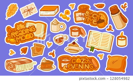 Cozy Autumn Reading Sticker Set 128054982