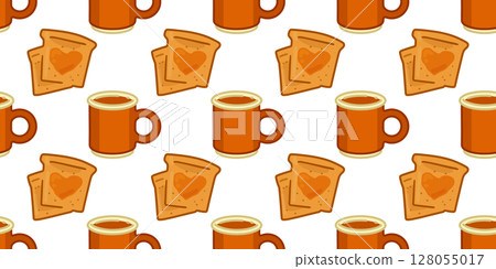Seamless Breakfast Toast Tea Pattern Seamless Breakfast Toast Tea Pattern 128055017