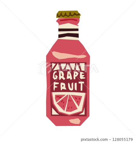 Grapefruit Juice Bottle Illustration 128055179