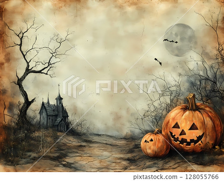 mottled halloween pumpkin poster background 128055766