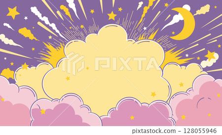 Vector fluffy cloud background illustration pink purple picture book Vector fluffy cloud background illustration pink purple picture book 128055946