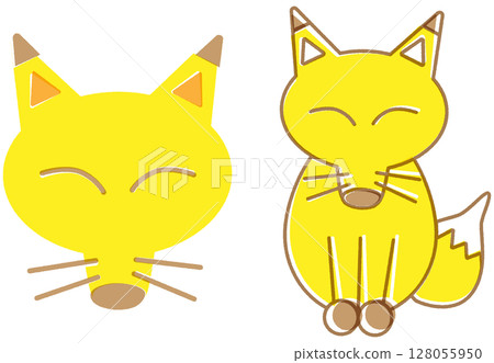 印花黃狐狸臉和全身 128055950