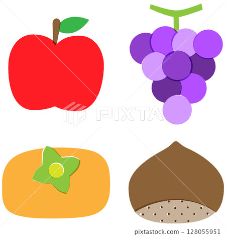 印刷風格的秋季水果套裝 128055951