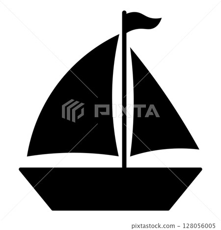 遊艇向量插圖海和船的圖示、裝飾品、背景資料 128056005