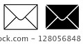 envelope, black and white vector illustration of letter and e-mail icon symbol, isolated on white, set 128056848