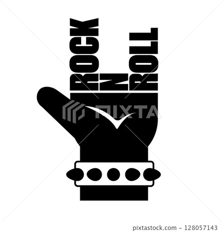 Rock n Roll Hand Gesture Vector, Black Silhouette with Spiked Bracelet isolated on white, Rock Music Lifestyle Graphic, Concert Merch Design, Rebel Attitude Symbol, Band Logo Element, Rock n Roll Hand Gesture Vector, Black Silhouette with Spiked Bracelet isolated on white, Rock Music Lifestyle Graphic, Concert Merch Design, Rebel Attitude Symbol, Band Logo Element, 128057143