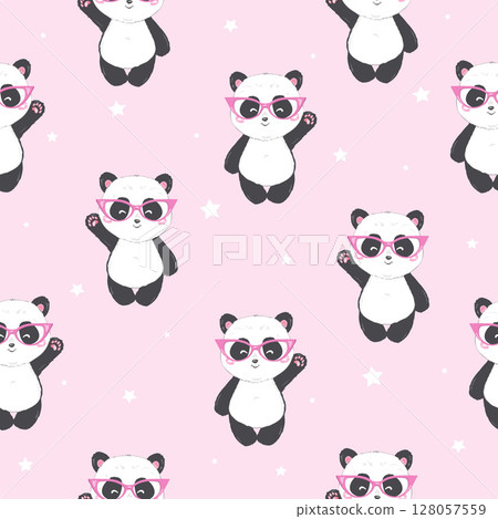 Cartoon Seamless Panda Pattern Cartoon Seamless Panda Pattern 128057559