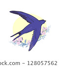 Swallow vector, vector illustration isolated bird, bird flying, bird silhouette, bird vector. 128057562