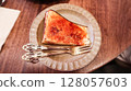 baked basque cheese cake looks like creme brulee custard cake with caramelized top  128057603