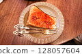 baked basque cheese cake looks like creme brulee custard cake with caramelized top  128057604