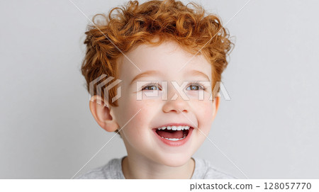 red haired boy child with freckles smiling and laughing 128057770